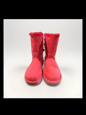 UGG Bailey Bow II Red Candy Cane Ribbon Boots Women’s Size 7